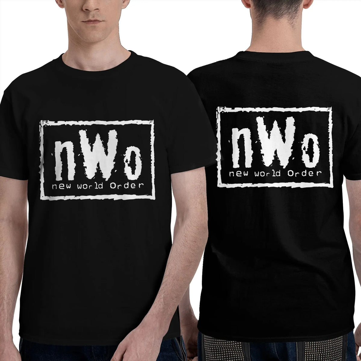 NWO New World Order Wrestling Men T-Shirt Double Sided Plus Size T Shirts Men's O-Neck Cotton Tees Short Summer Male