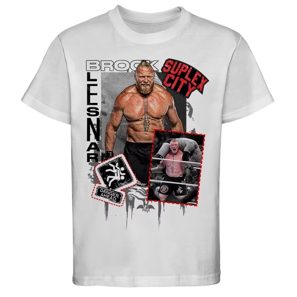 Beast Brock Lesnar Wrestling Men's Spring/Summer T-shirt Loose Round Neck Wrestling Short Sleeve High Quality Men's Clothing