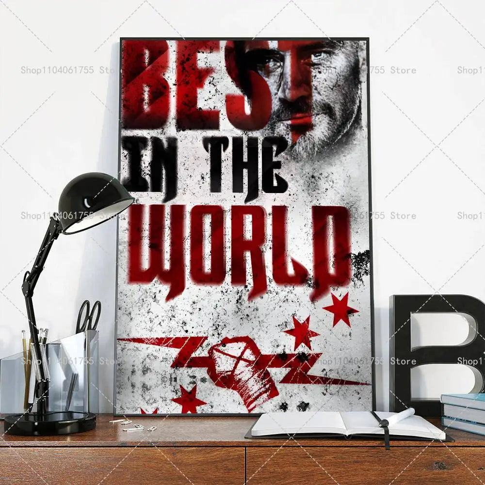 Wrestler CM Punk Poster Self-adhesive Art Waterproof Paper Sticker Coffee House Bar Room Wall Decor