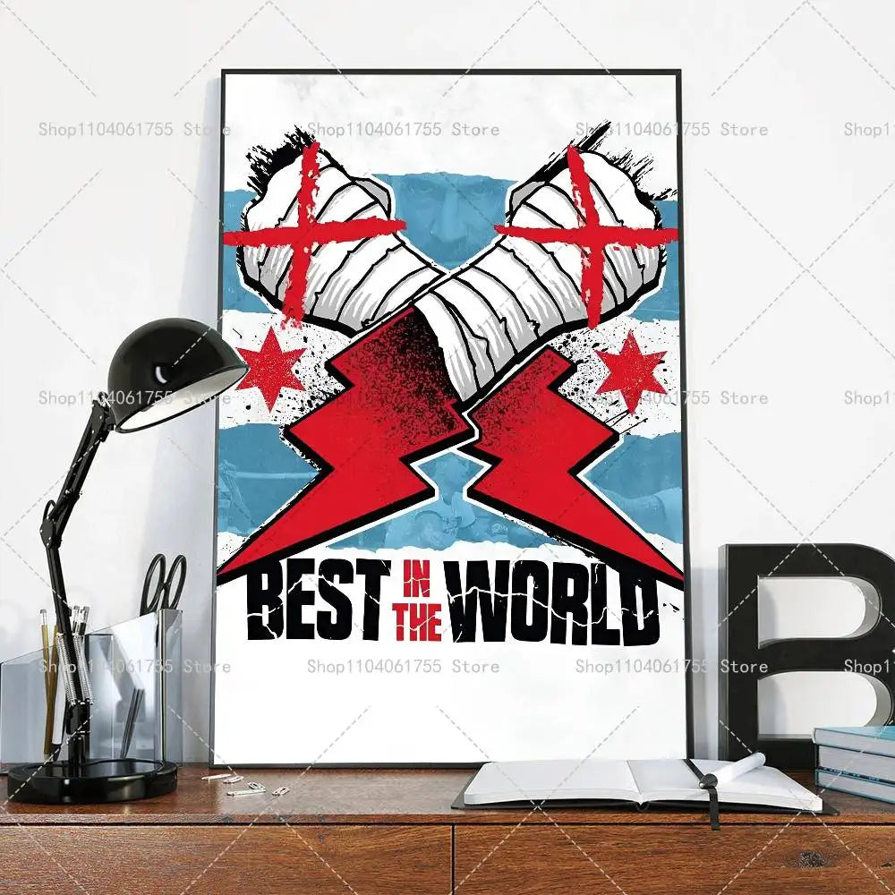 Wrestler CM Punk Poster Self-adhesive Art Waterproof Paper Sticker Coffee House Bar Room Wall Decor