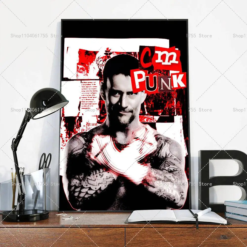 Wrestler CM Punk Poster Self-adhesive Art Waterproof Paper Sticker Coffee House Bar Room Wall Decor