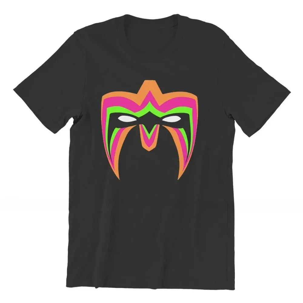 Vintage Wrestling Creative Printed TShirt for Men Ultimate Warrior Mask Round Collar Fitness T Shirt Personalize Gift Clothes