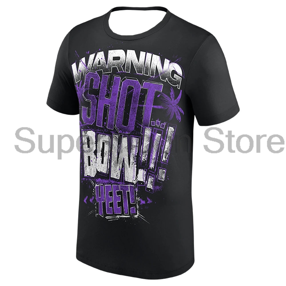 Jey Uso Warning Shot T-shirt Crewneck Short Sleeve Polyester Tee Women Men Streetwear Tops