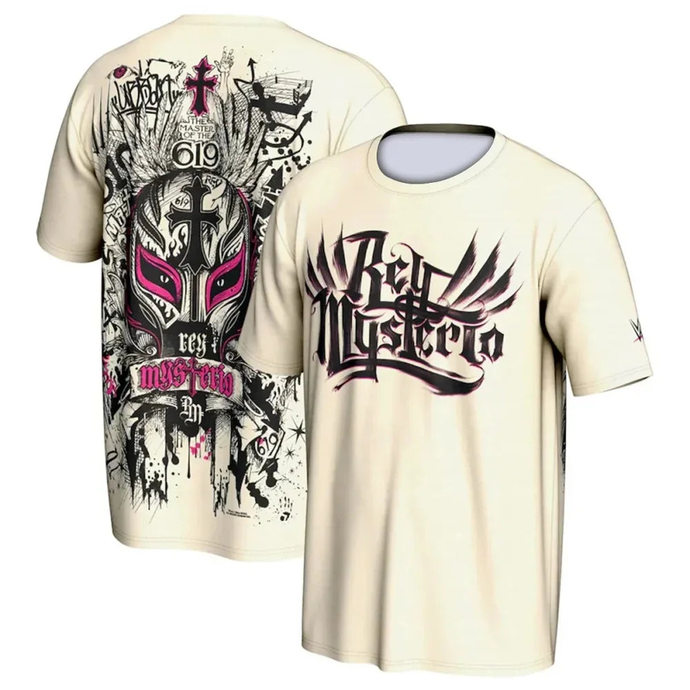 Summer Men's 3D Printing Famous Wrestler Rey Mysterio T-shirt Children's Street Round Neck Sports Large Breathable And Cool Top