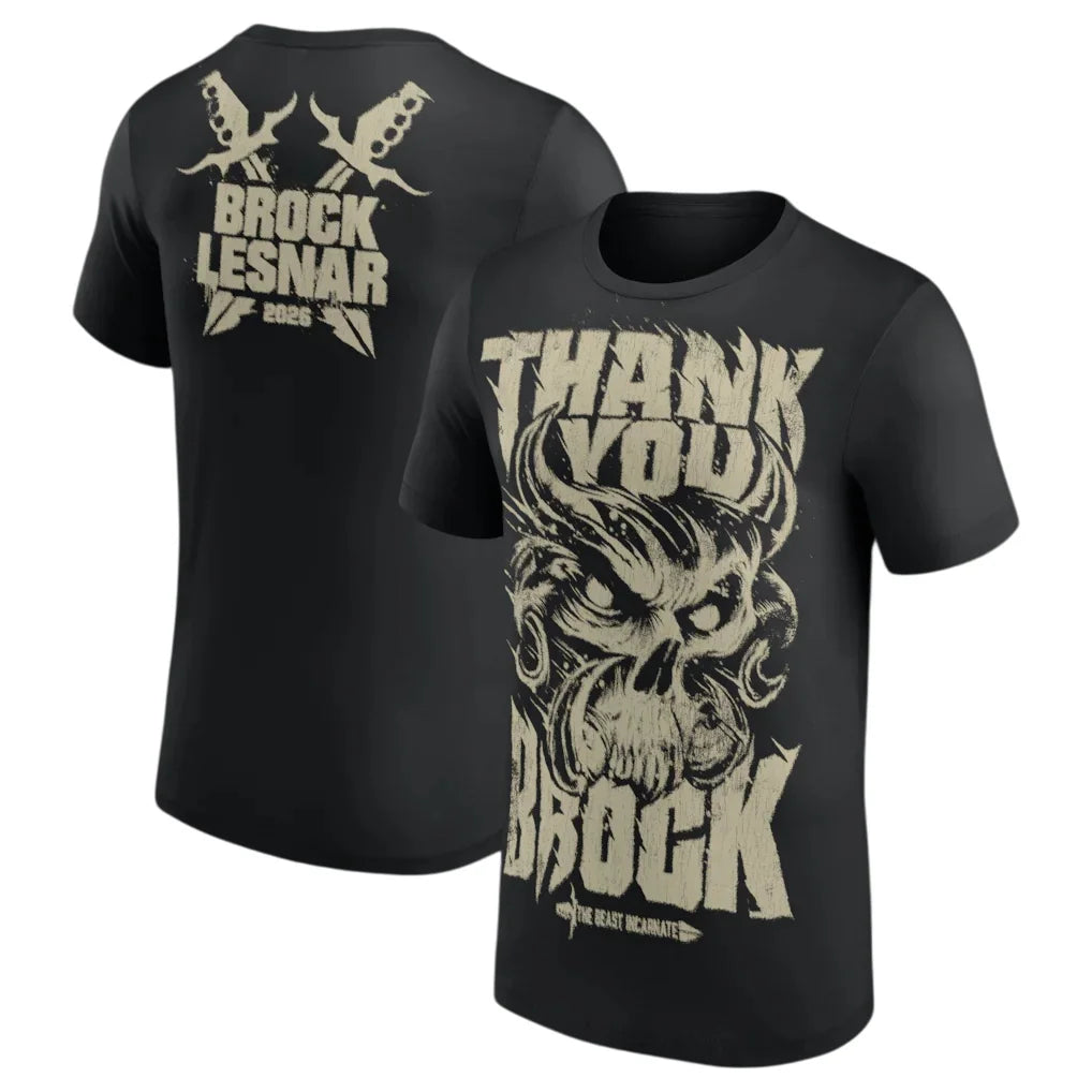 Brock Lesnar HERE COMES THE PAIN Printed T-shirt Men and Women Summer Cotton Y2K Clothing Comfortable Fashion Short Sleeve Tops